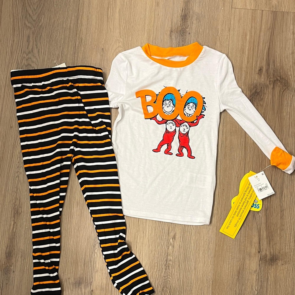 Dr. Seuss Orange and White Boo pajamas